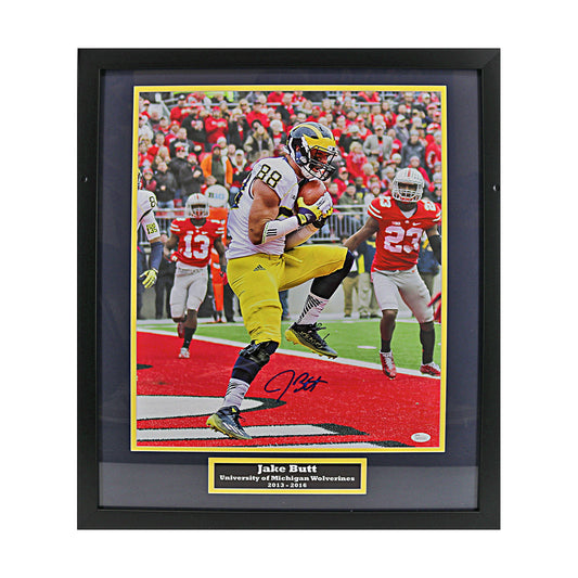 Jake Butt Signed Michigan Wolverines 16x20 OSU Framed Photo (JSA COA) - Front View