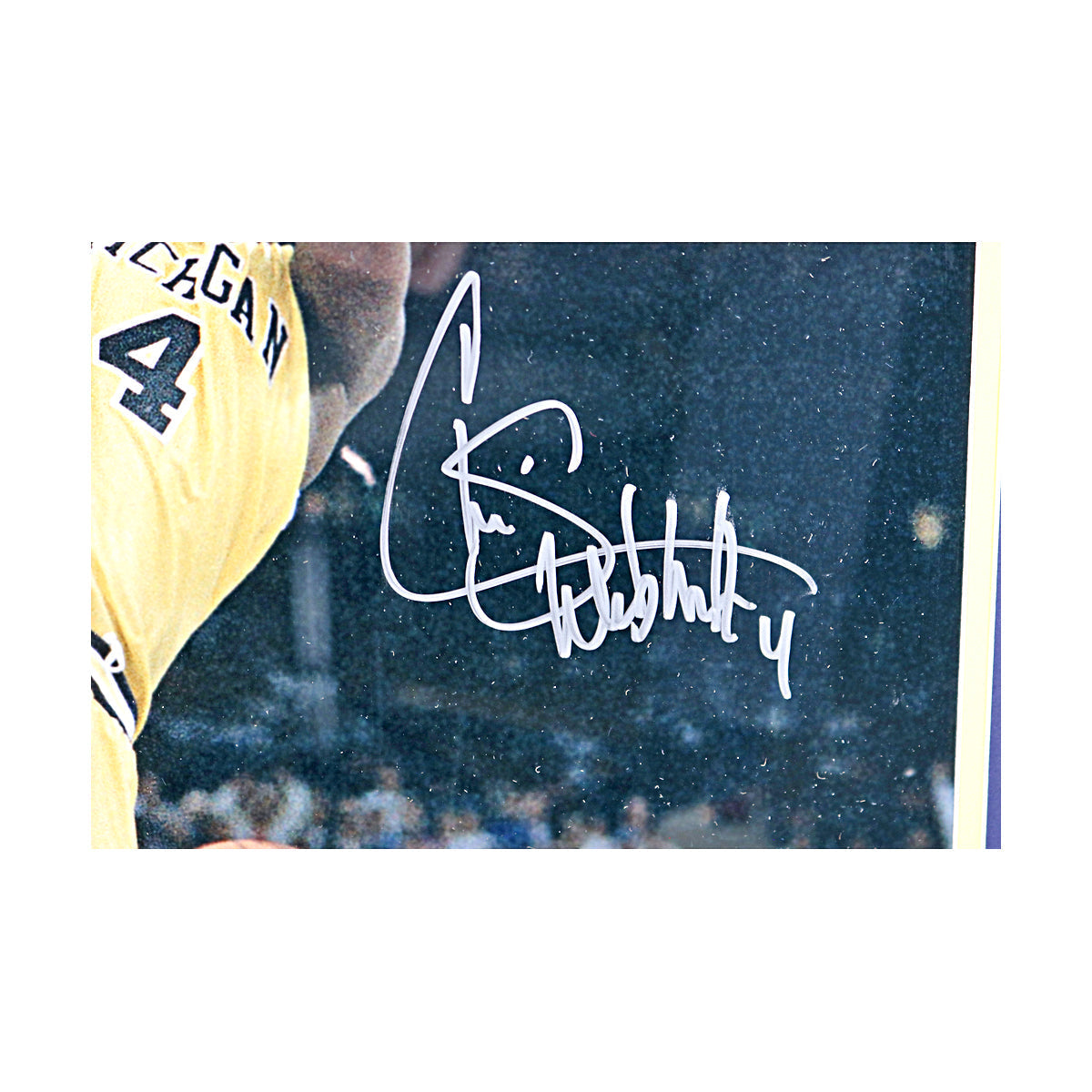 Chris Webber Signed Michigan Wolverines 16x20 Dunking Framed Photo (Fanatics) - Signature View
