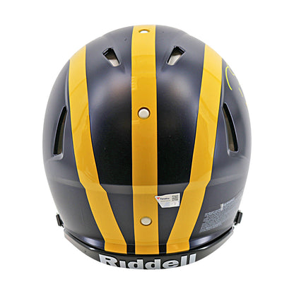 Tom Brady Signed Michigan Riddell Speed FS Authentic Helmet (Fanatics) - Back View