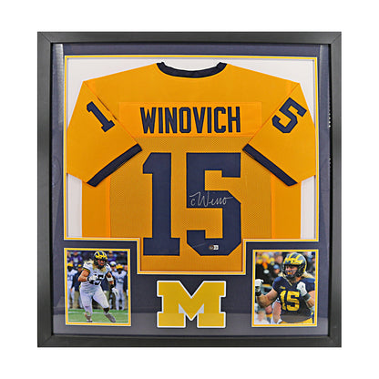 Chase Winovich Signed Michigan Framed Pro-Style Maze Jersey (Beckett Auth) - Front View