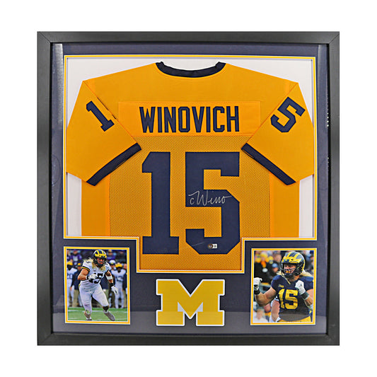 Chase Winovich Signed Michigan Framed Pro-Style Maze Jersey (Beckett Auth) - Front View