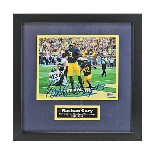 Rashan Gary Signed Michigan Wolverines 8x10 vs UCF Framed Photo (Beckett COA) - Front View