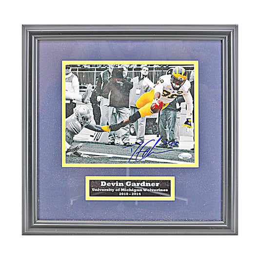 Devin Gardner Signed Michigan Wolverines 8x10 Spotlight Framed Photo (SC COA) - Front View