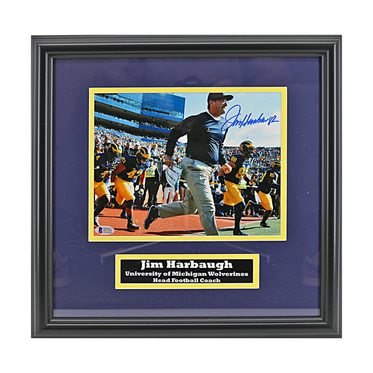 Jim Harbaugh Signed Michigan Wolverines 8x10 Framed Photo (Beckett COA) - Front View
