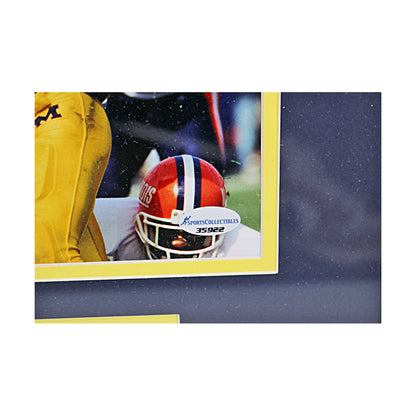 Anthony Thomas Signed Michigan Wolverines 8x10 vs Illinois Framed Photo (SC COA) In Navy - Sticker View