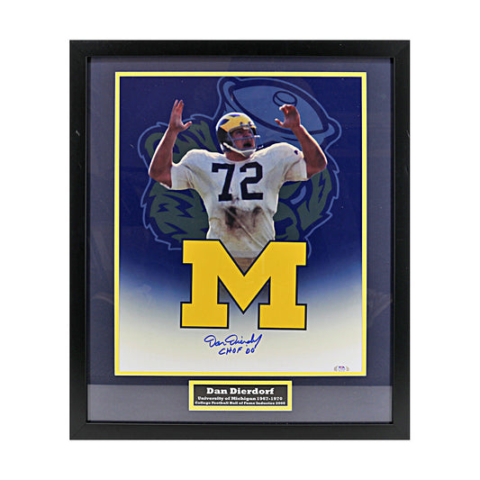 Dan Dierdorf Signed Inscribed Michigan Wolverines 16x20 Framed Photo (PSA COA) - Front View
