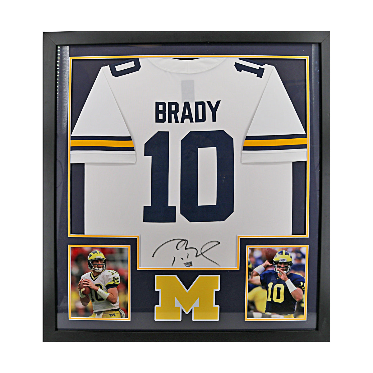 Tom Brady Michigan Wolverines Signed White Framed Jersey (Fanatics) - Front View