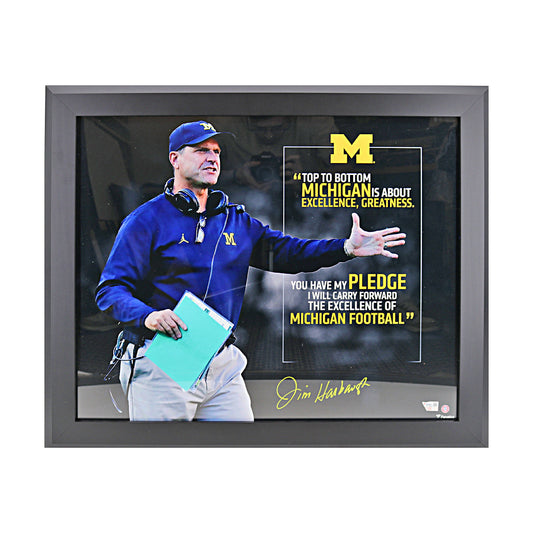 Jim Harbaugh Michigan Wolverines Signed 20x24 Quote Framed Photo (Fanatics) - Front View