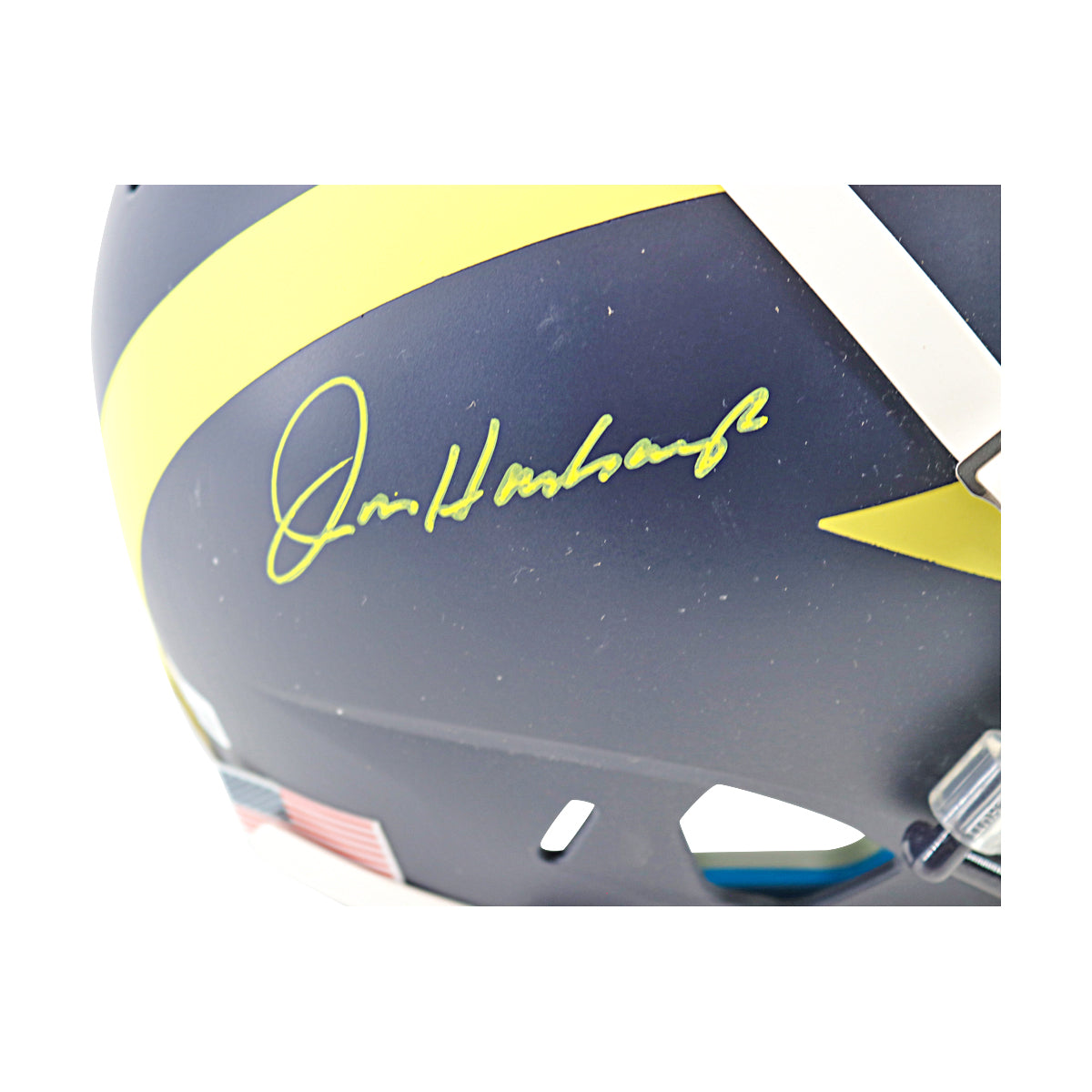 Jim Harbaugh Michigan Wolverines Signed Schutt FS Replica Helmet (Beckett Auth) - Signature View
