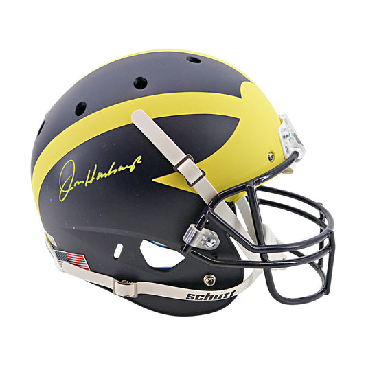 Jim Harbaugh Michigan Wolverines Signed Schutt FS Replica Helmet (Beckett Auth) - Front Right View