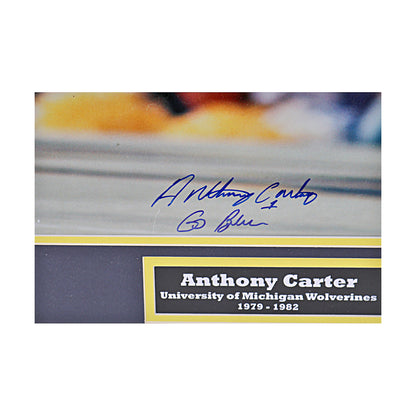 Anthony Carter Michigan Wolverines Signed Inscribed 16x20 Framed Photo (SC COA) - Signature View