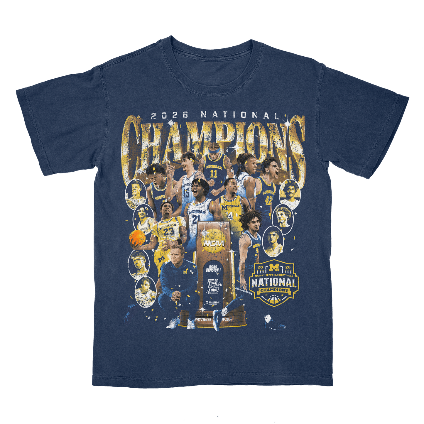 Michigan Wolverines Men's Basketball Campus Ink 2026 National Championship Team T-Shirt