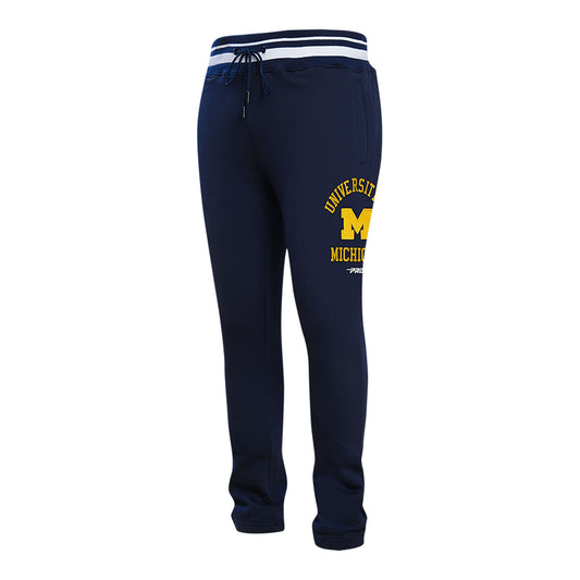 Michigan Wolverines Classic Stacked Logo Fleece Sweatpants In Navy - Front View