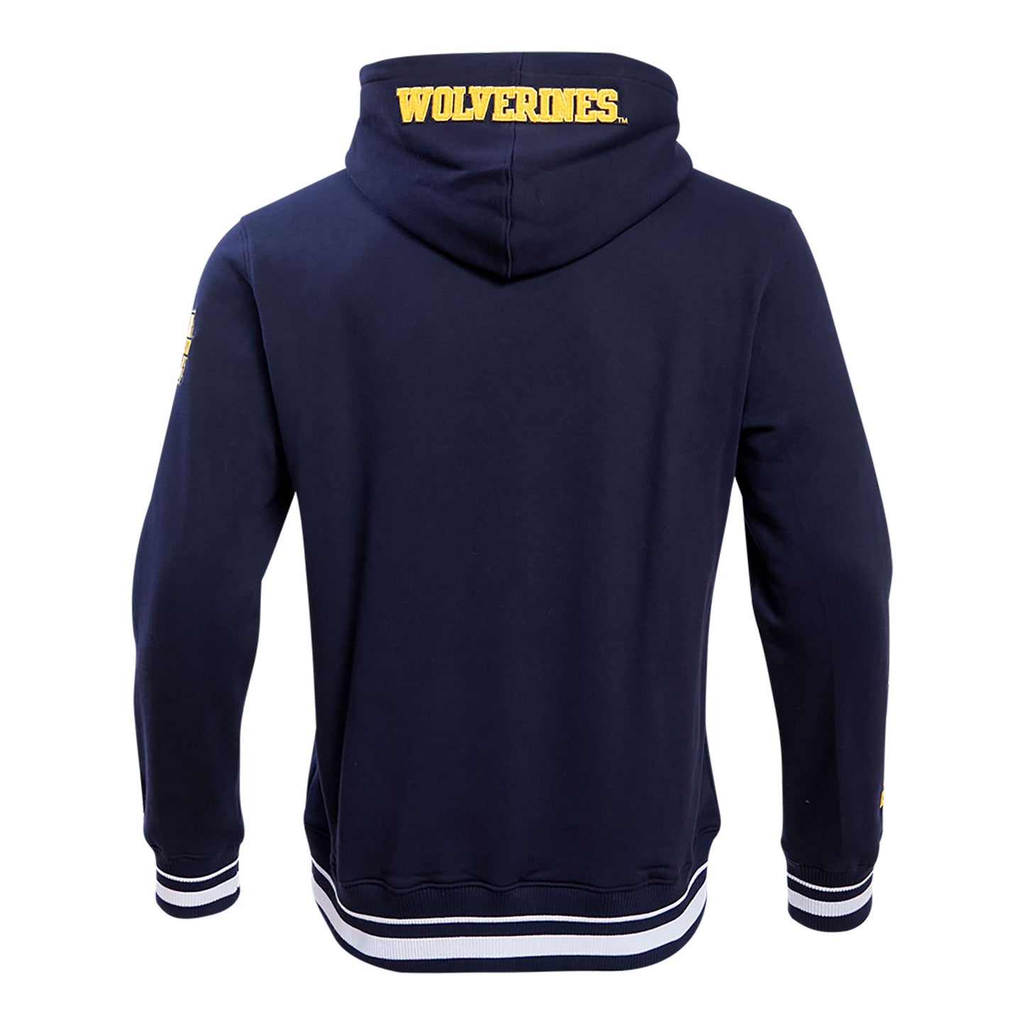 Michigan Wolverines Classic Stacked Logo Fleece Pullover Hoodie In Navy - Back View