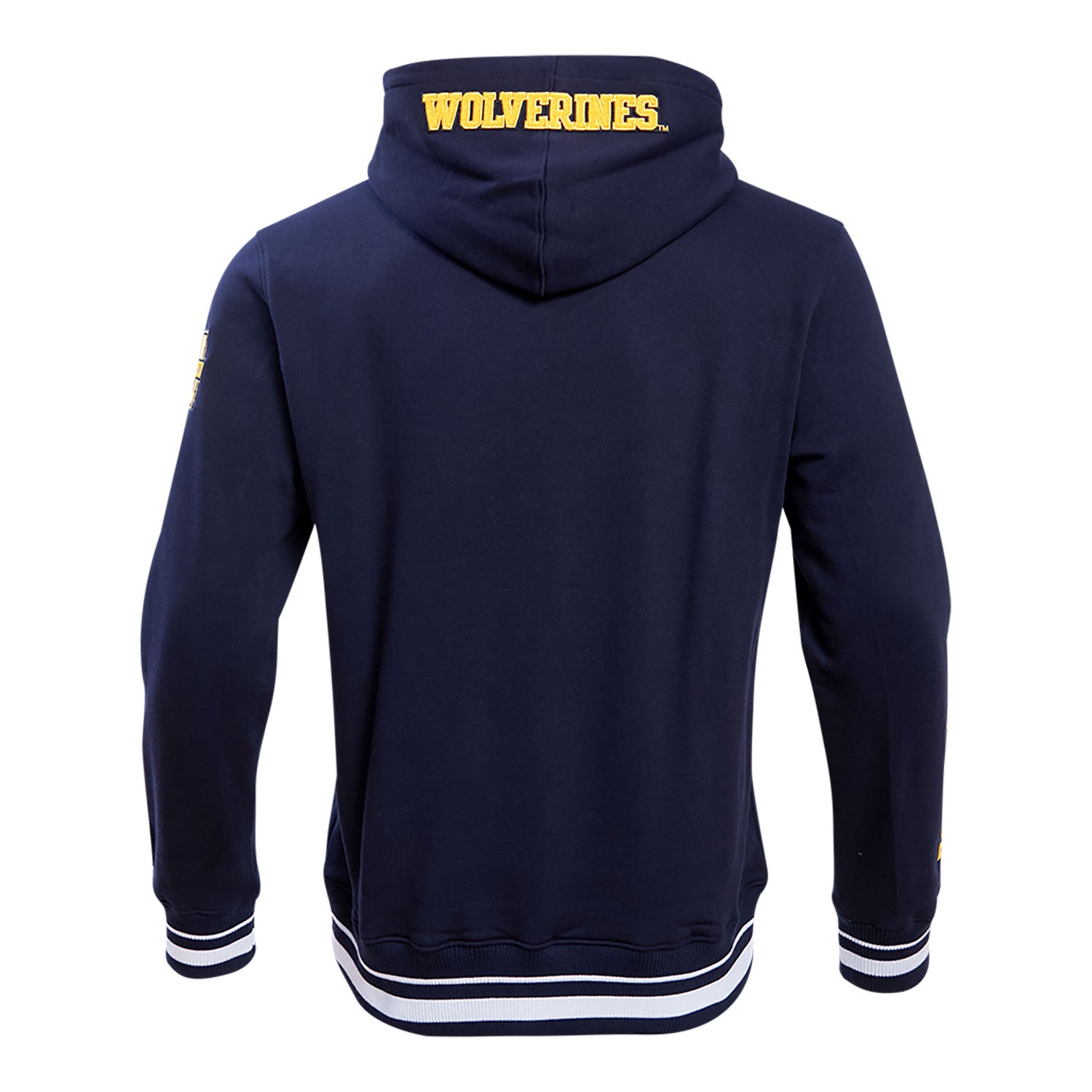 Michigan Wolverines Classic Stacked Logo Fleece Pullover Hoodie In Navy - Back View