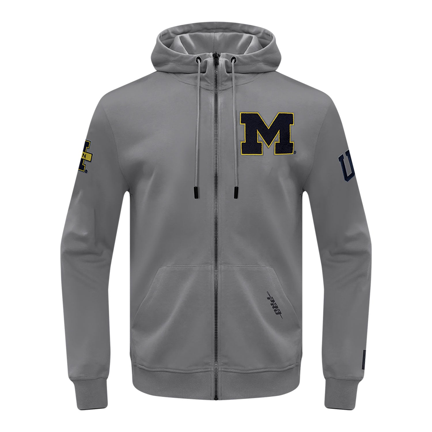 Michigan Wolverines Classic DK Grey Full-Zip Pullover Hoodie In Grey - Front View