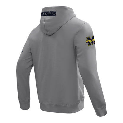 Michigan Wolverines Classic DK Grey Full-Zip Pullover Hoodie In Grey - Back Side View