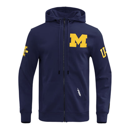 Michigan Wolverines Classic DK Navy Full-Zip Pullover Hoodie In Navy - Front View