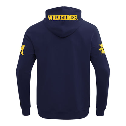 Michigan Wolverines Classic DK Navy Full-Zip Pullover Hoodie In Navy - Back View