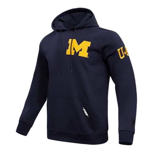 Michigan Wolverines Classic DK Pullover Hoodie In Navy - Front Side View
