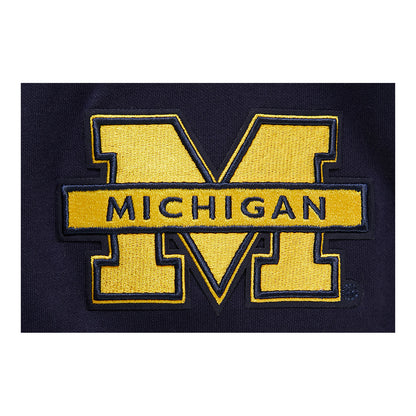 Michigan Wolverines Classic DK Pullover Hoodie In Navy - Patch View 3