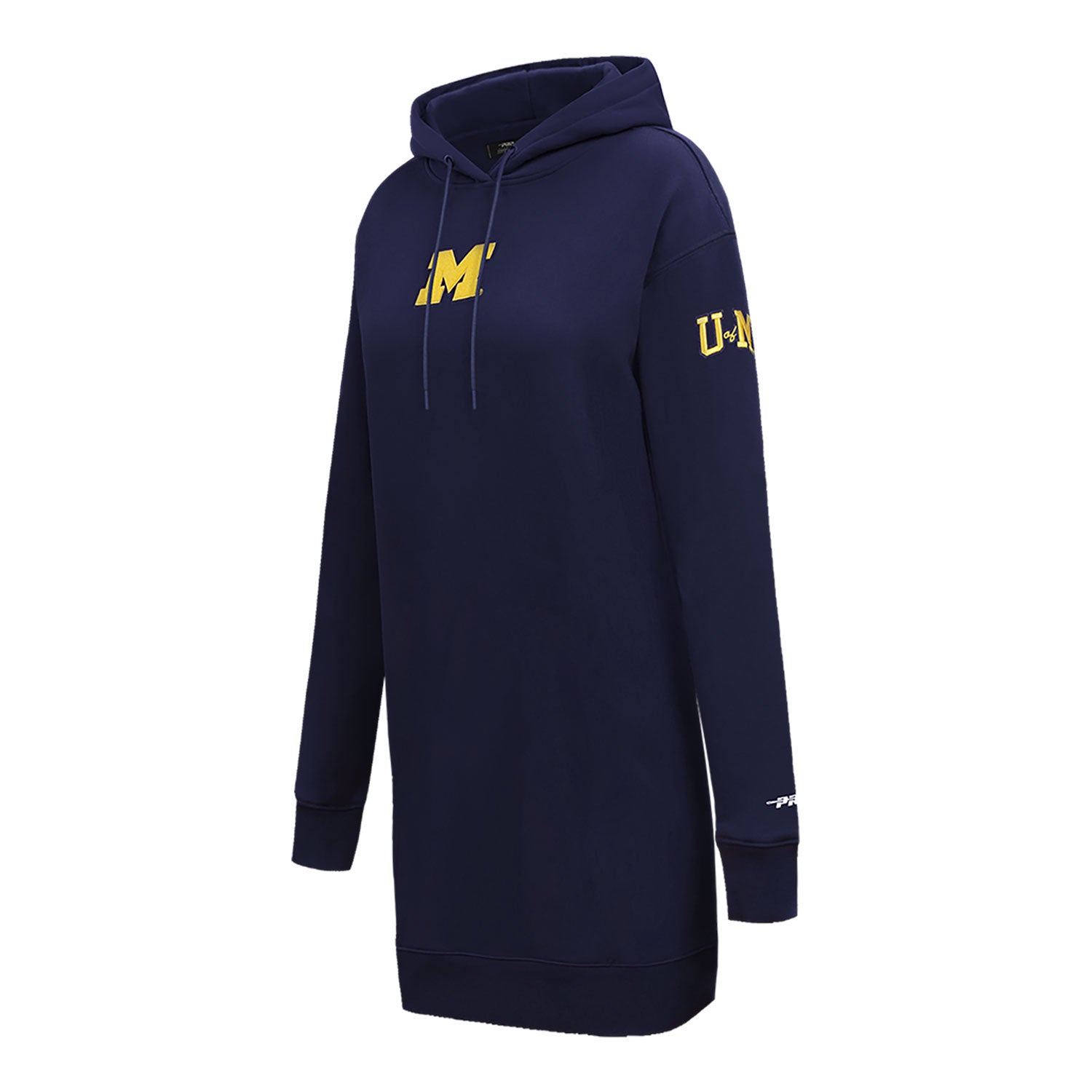 Michigan Wolverines Classic Ladies Fleece Hoodie Dress In Navy - Side View