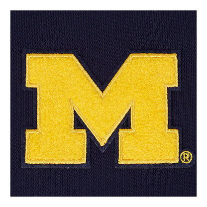 Michigan Wolverines Classic Ladies Fleece Hoodie Dress In Navy - Patch View