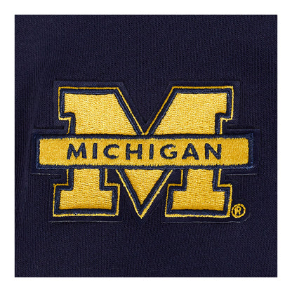 Michigan Wolverines Classic Ladies Fleece Hoodie Dress In Navy - Patch View 4