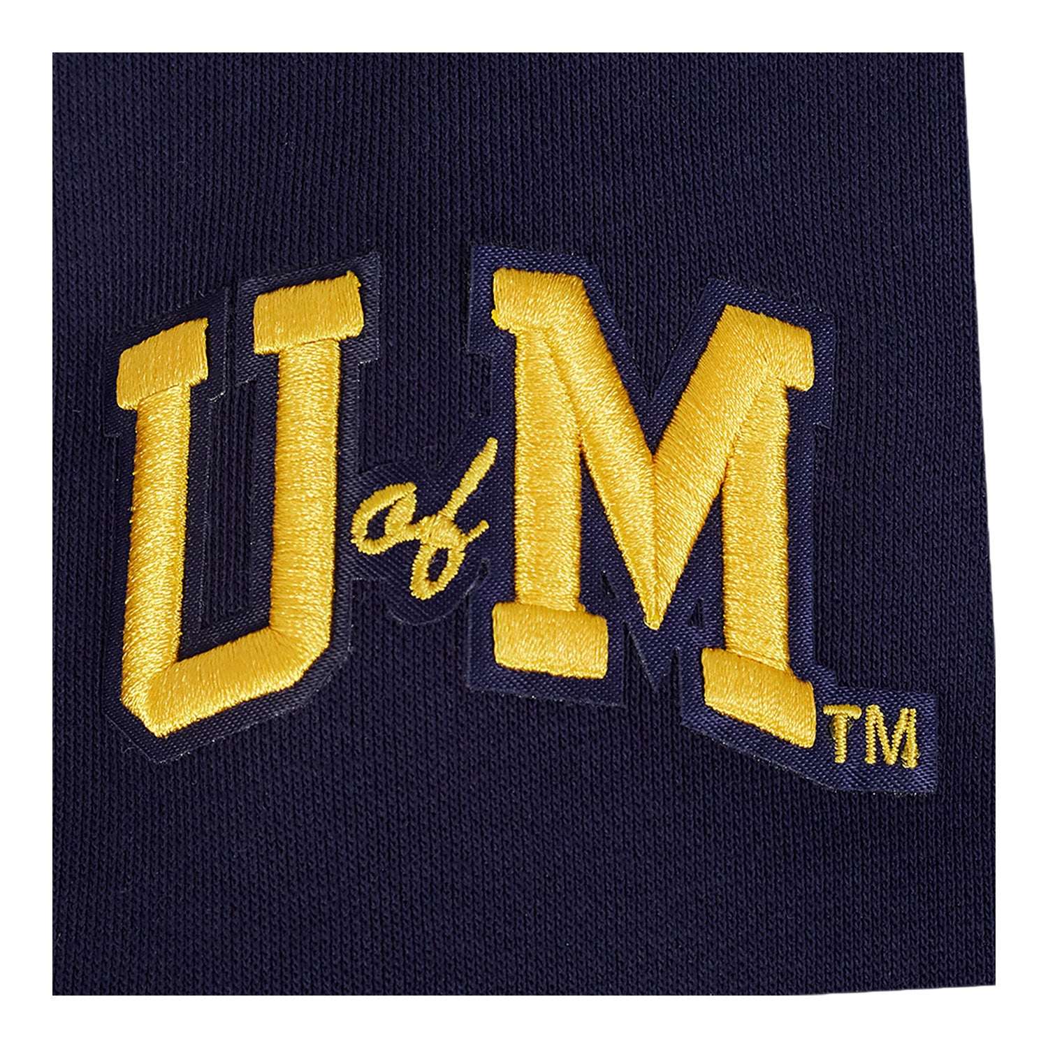 Michigan Wolverines Classic Ladies Ribbed Fleece Cropped Pullover Hoodie In Navy - Patch View