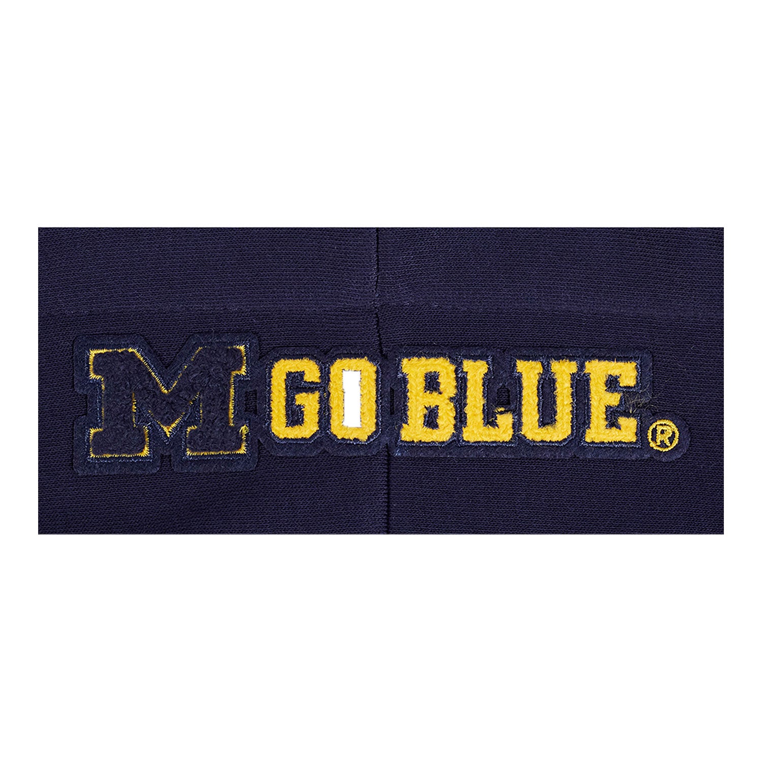 Michigan Wolverines Classic Ladies Ribbed Fleece Cropped Pullover Hoodie In Navy - Patch View 3