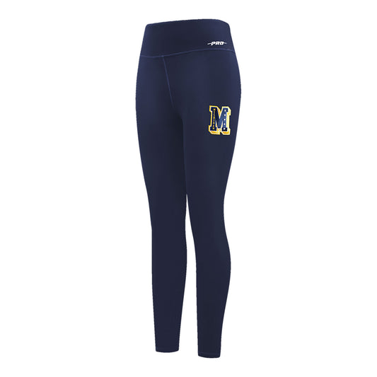Michigan Wolverines Classic Ladies Jersey Leggings In Navy - Front Side View