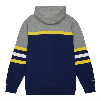 Michigan Wolverines Maize Head Coach Fashion Hoodie In Navy - Back View