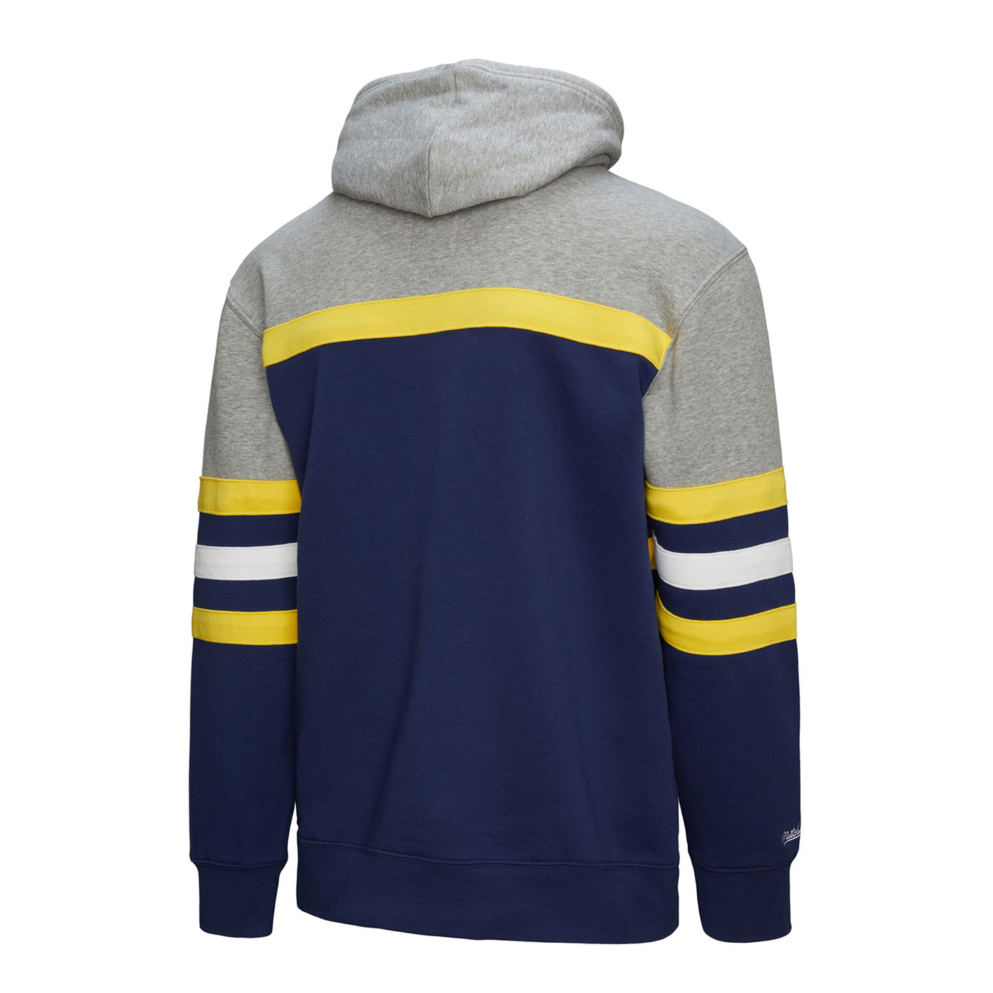 Michigan Wolverines Maize Head Coach Fashion Hoodie In Navy - Back Side View