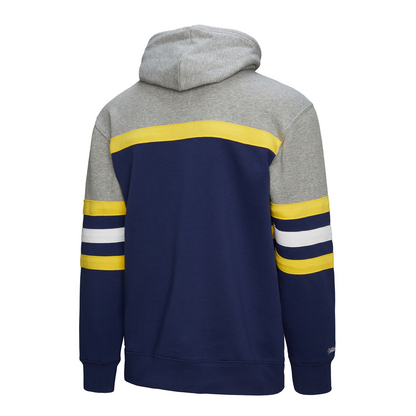 Michigan Wolverines Maize Head Coach Fashion Hoodie In Navy - Back Side View
