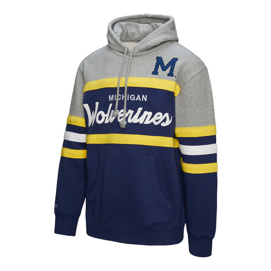Michigan Wolverines Maize Head Coach Fashion Hoodie In Navy - Front Side View