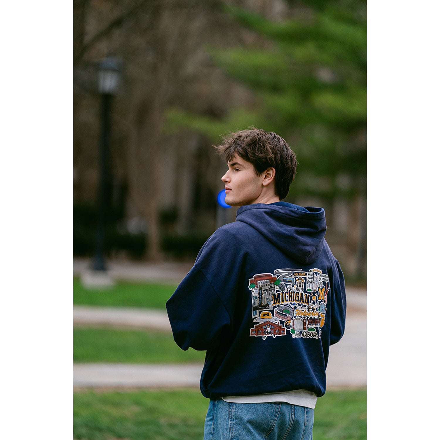 Michigan Wolverines Full Back Campus Art Hooded Sweatshirt – The M