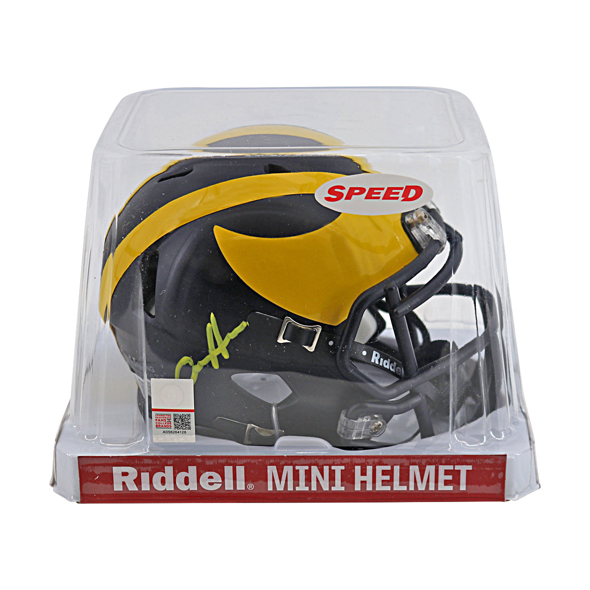 Aidan Hutchinson Michigan Autographed Signed Riddell Replica Speed Mini Helmet (Beckett Auth) - Case View