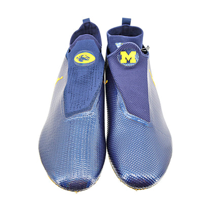 Jordan Brand Vapor Edge Elite Team Issued Michigan Wolverines Cleats Size 15 In Blue - Front View