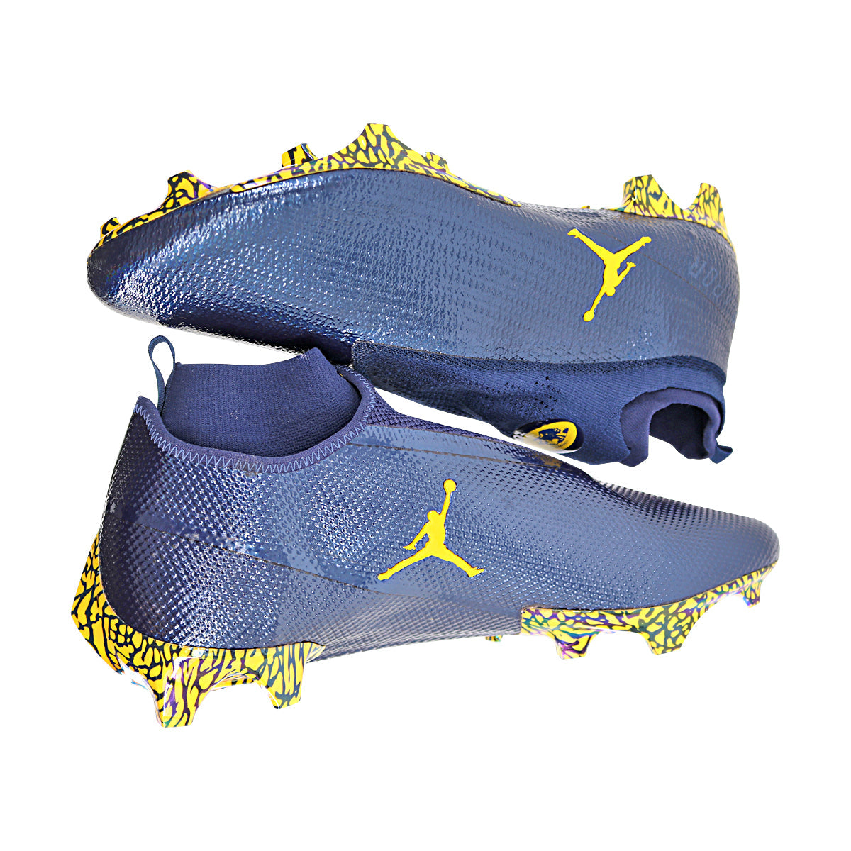 Jordan Brand Vapor Edge Elite Team Issued Michigan Wolverines Cleats Size 15 In Blue - Side View