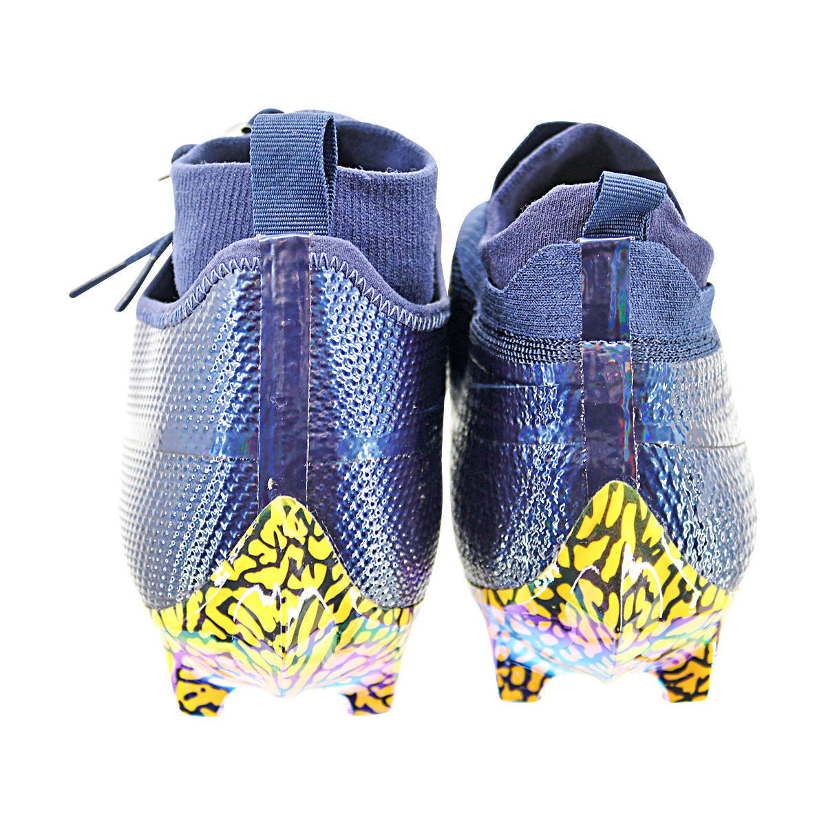 Jordan Brand Vapor Edge Elite Team Issued Michigan Wolverines Cleats Size 15 In Blue - Back View