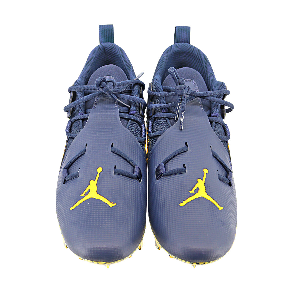 Jordan Brand Alpha Menace Pro 3 University of Michigan Team Issued Cleat Size 10.5 In Blue - Front View