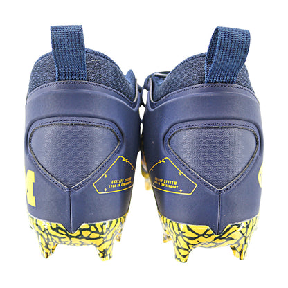Jordan Brand Alpha Menace Pro 3 University of Michigan Team Issued Cleat Size 10.5 In Blue - Back View