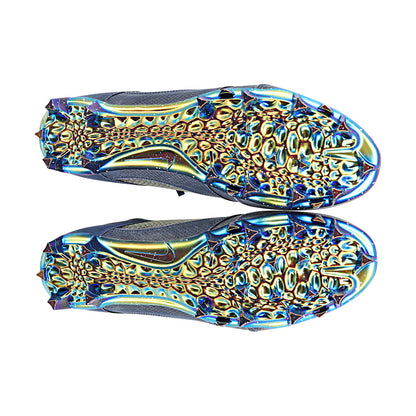 Jordan Brand Retro 5 Mid University of Michigan Team Issued Cleats Size: 17 In Blue - Under View