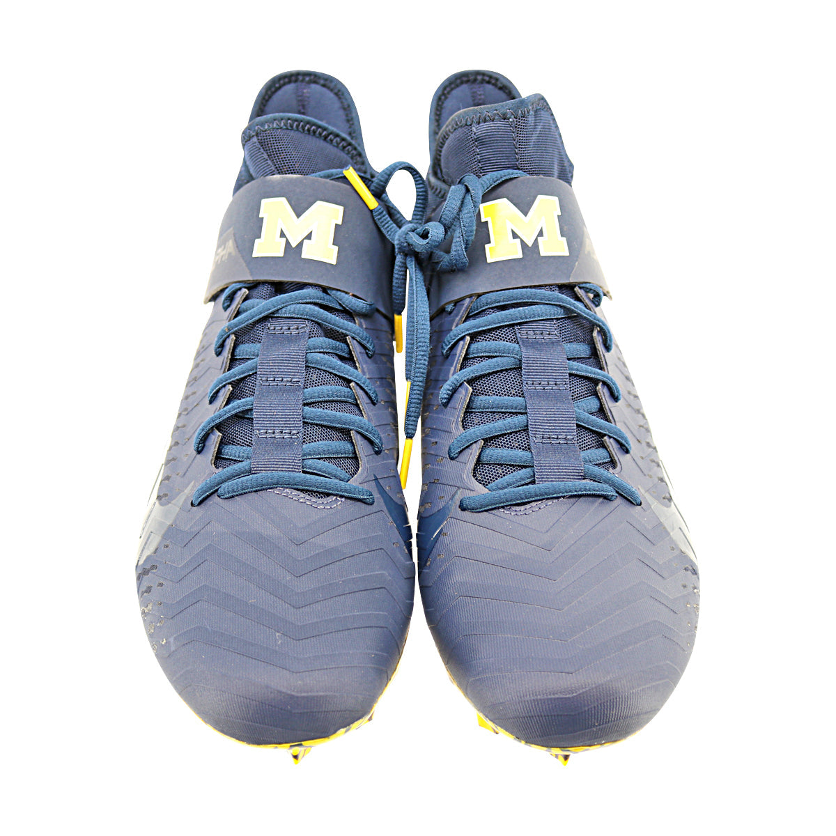 Jordan Brand Alpha Menace Pro 2 University of Michigan Team Issued Cleats Size 12 In Blue - Front View