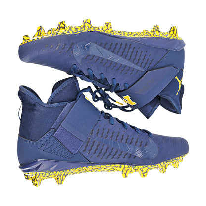 Jordan Brand Alpha Menace Pro 2 University of Michigan Team Issued Cleats Size 12 In Blue - Side View