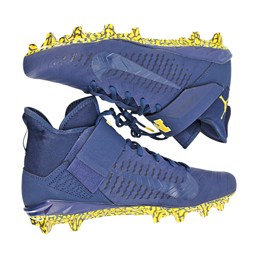 Jordan Brand Alpha Menace Pro 2 University of Michigan Team Issued Cleats Size 11 In Blue - Side View