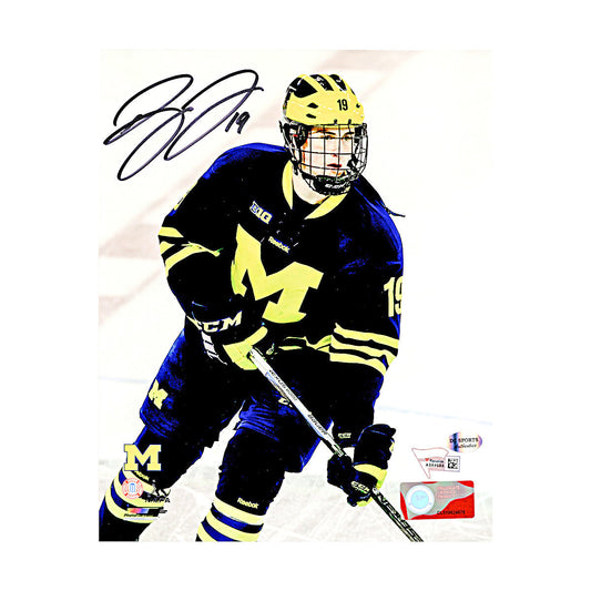 Dylan Larkin Autographed Signed Michigan Wolverines Hockey 8x10 Vertical Photo (Fanatics Auth) - Front View