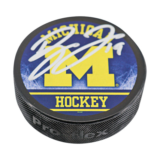 Dylan Larkin Autographed Signed University of Michigan Wolverines Hockey Puck (Fanatics Auth) - Front View