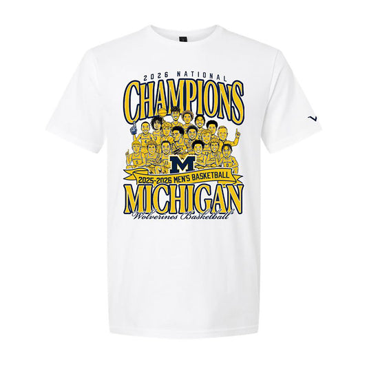 Michigan Wolverines Men's Basketball Valiant 2026 National Championship Team Caricature T-Shirt