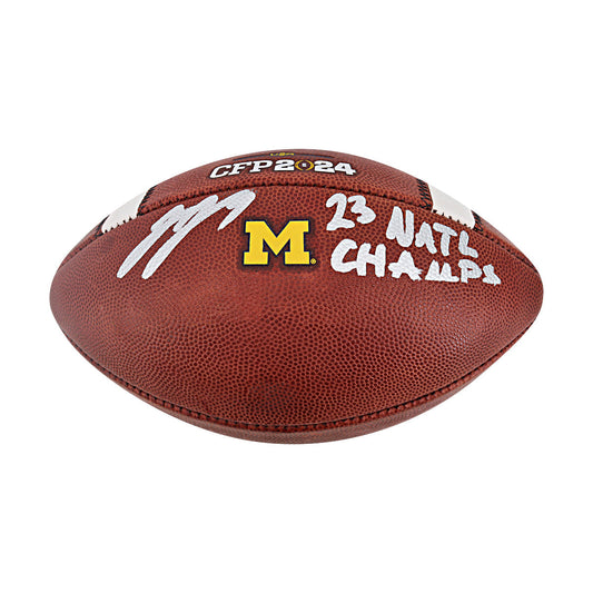 JJ McCarthy University of Michigan Autographed Signed Inscribed '23 Natl Champs' Team Issued CFP2024 Nike Michigan Football (CX Auth) - Signed View